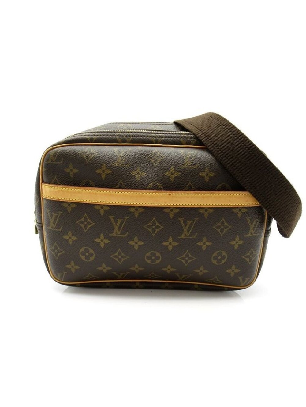 Louis Vuitton Reporter PM Monogram Shoulder Bag Brown